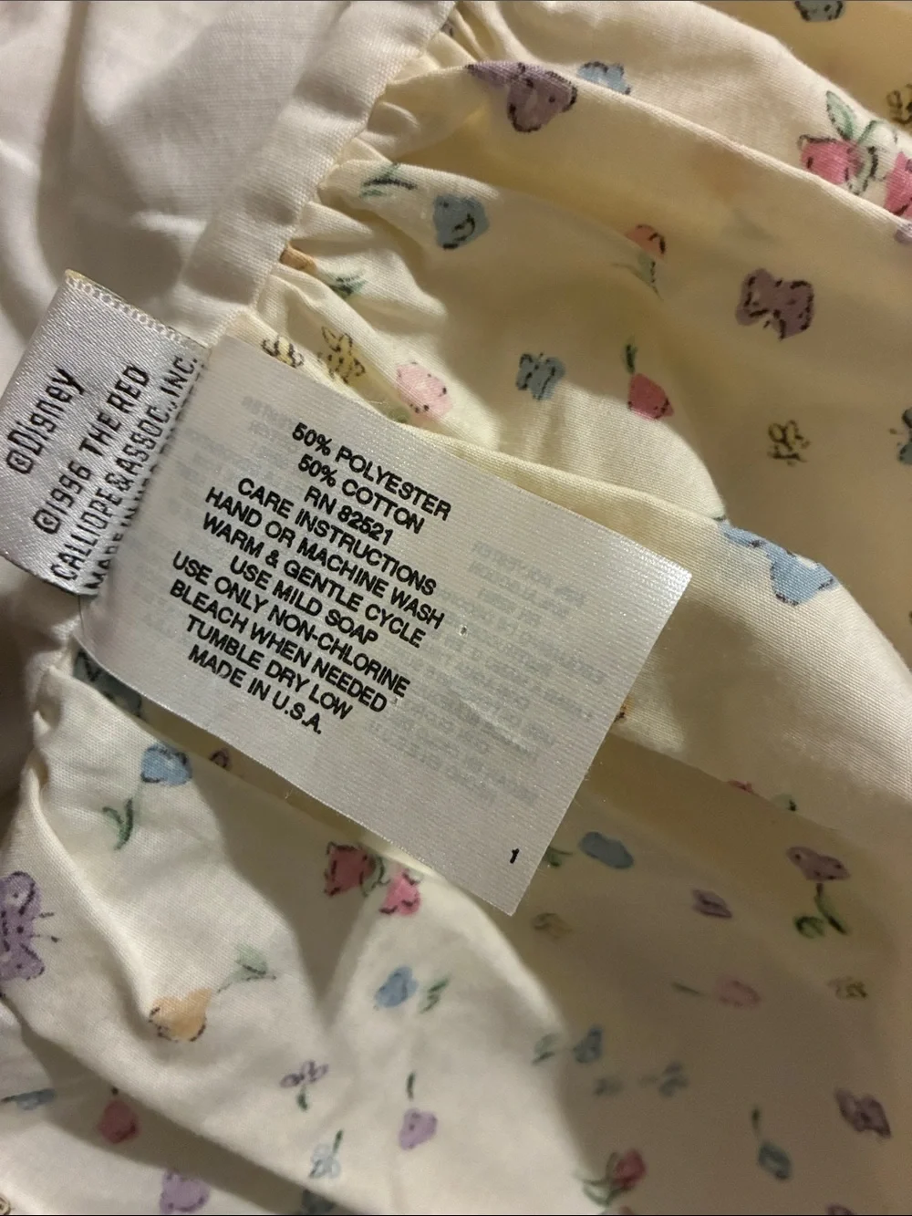 Classic Pooh Cream Floral & Butterfly Ruffled 2 Window Valance